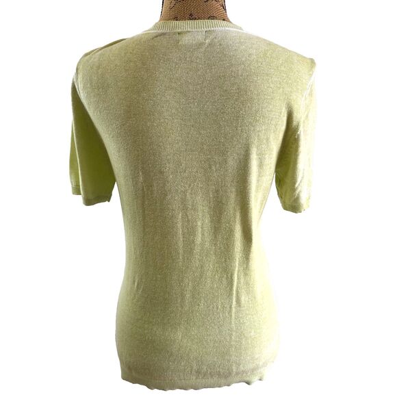 Barbara Lebek Women's Light Green Short Sleeve Cotton Rhinestones Sweater Sz 12 - Picture 5 of 12